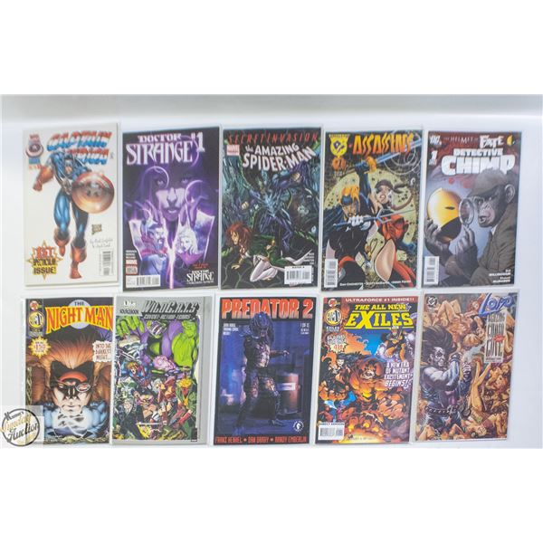 #1 ISSUE COMIC LOT, MARVEL, DC, INDY, 10 BOOKS
