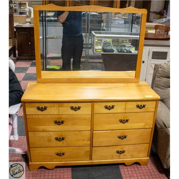 8 DRAWER DRESSER W/ MIRROR 48"W 17"D 61"H