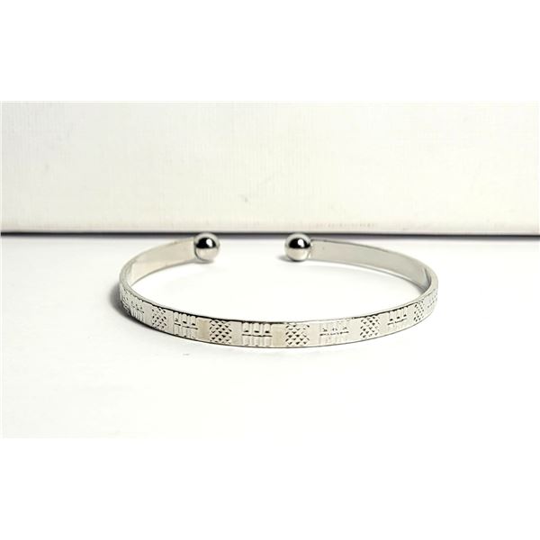 13)  LIGHTLY CARVED SILVER TONE OPEN