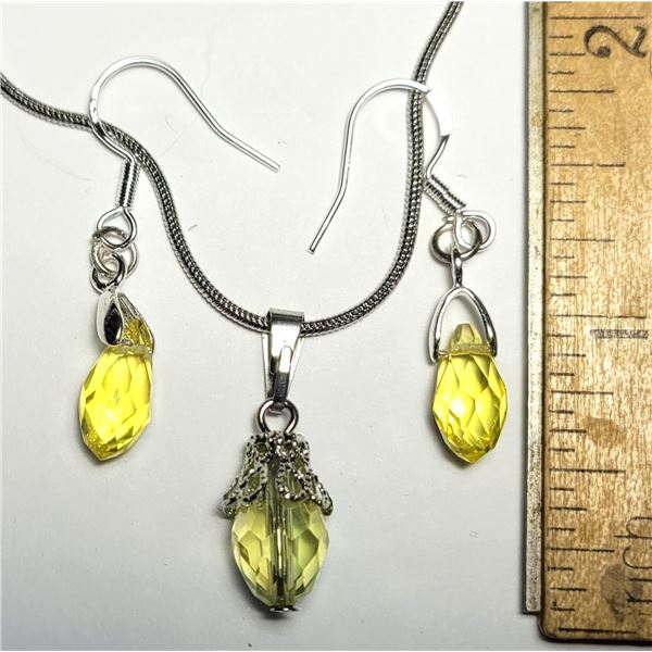 19)  SILVER TONE WITH LEMON YELLOW