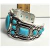 Image 2 : 12)  SILVER TONE WITH FAUX TURQUOISE 1.5"