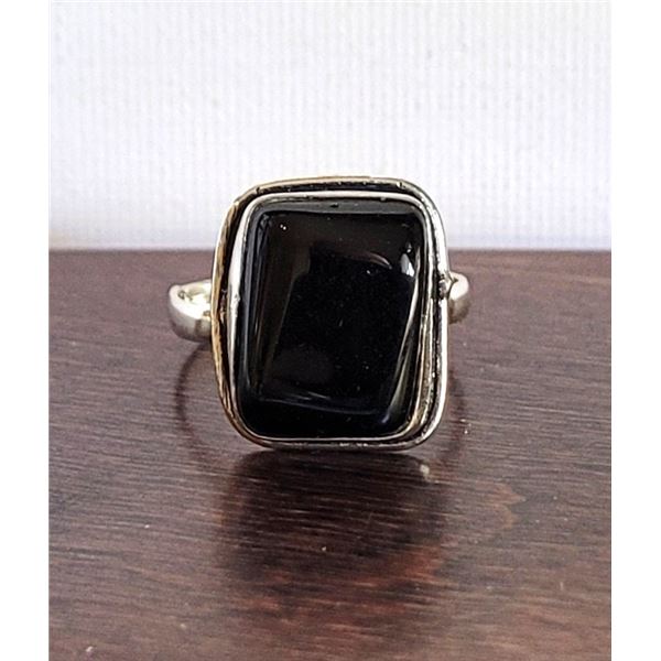 9)  RECTANGULAR CUT NATURAL BLACK ONYX