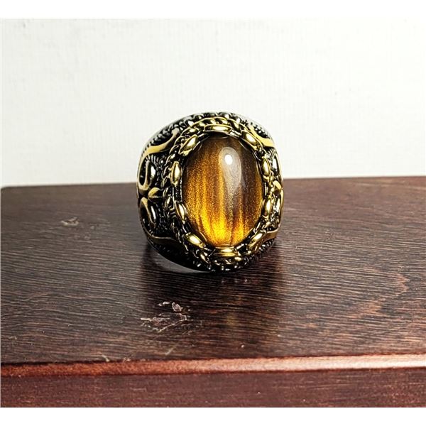 4)  SILVER & GOLD TONE WITH NATURAL TIGER'S