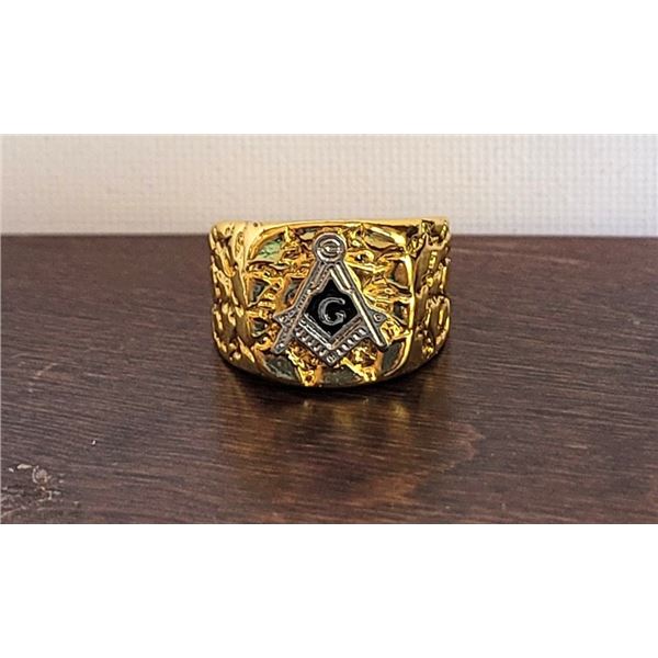 5)  BEATEN GOLD TONE WITH BLUE ENAMEL