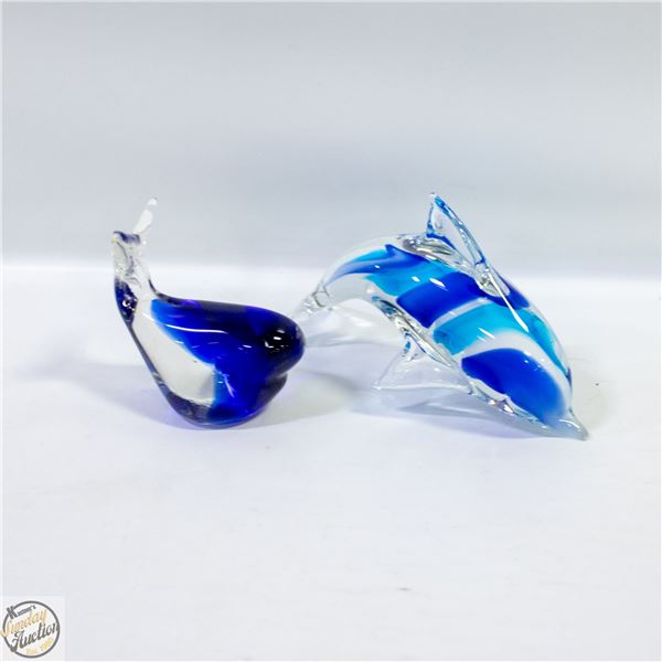 GLASS DOLPHIN & WHALE