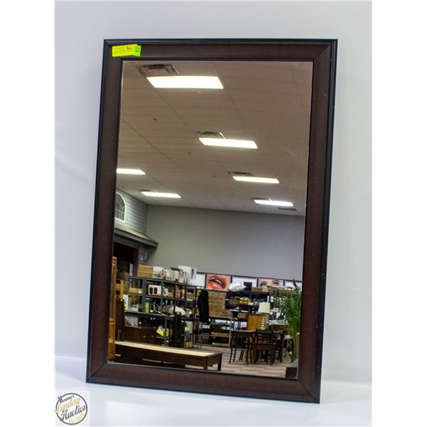 DARK BROWN FRAMED MIRROR (23"X34")