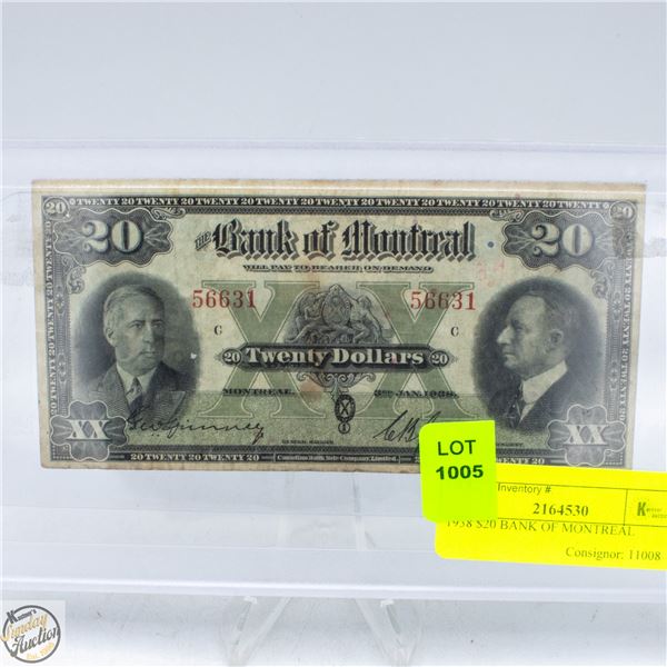 1938 $20 BANK OF MONTREAL