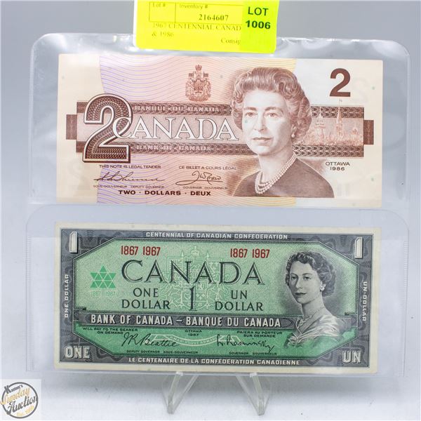 1967 CENTENNIAL CANADA DOLLAR & 1986