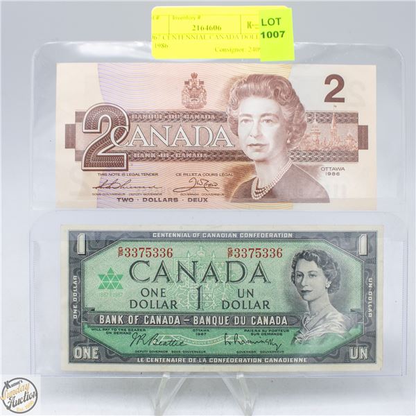 1967 CENTENNIAL CANADA DOLLAR & 1986