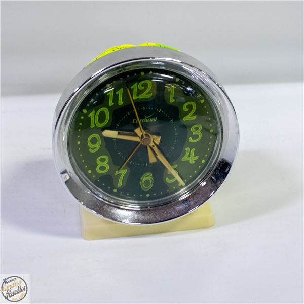 VINTAGE CARDINAL GREEN FACE ALARM CLOCK