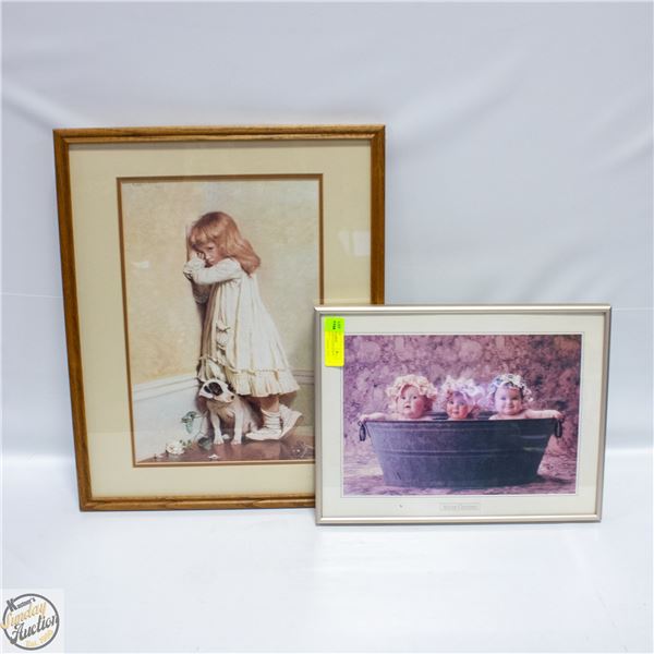 VINTAGE FRAMED ANNE GEDDES PRINT + FRAMED