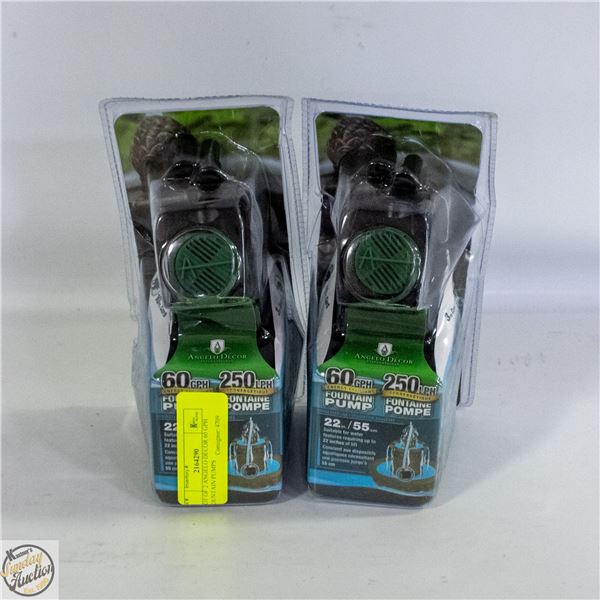 LOT OF 2 ANGELO DECOR 60 GPH FOUNTAIN PUMPS