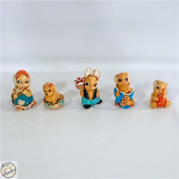 5 DIFFERENT PENDELFIN WOODLANDER FIGURINES: