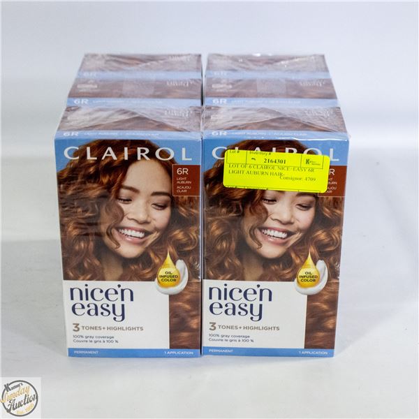 LOT OF 6 CLAIROL NICE+EASY 6R LIGHT AUBURN HAIR-