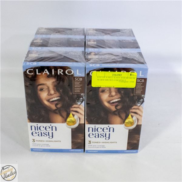 LOT OF 6 NICE+EASY 5CB MEDIUM WARM BROWN CHESTNUT