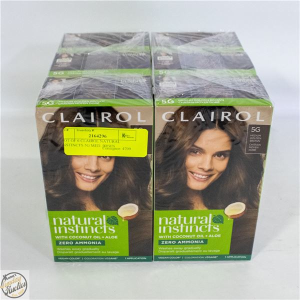 LOT OF 6 CLAIROL NATURAL INSTINCTS 5G MED. BRWN