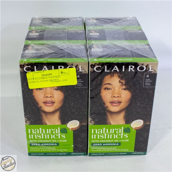 LOT OF 6 CLAIROL NATURAL INSTINCTS 4 DARK BROWN