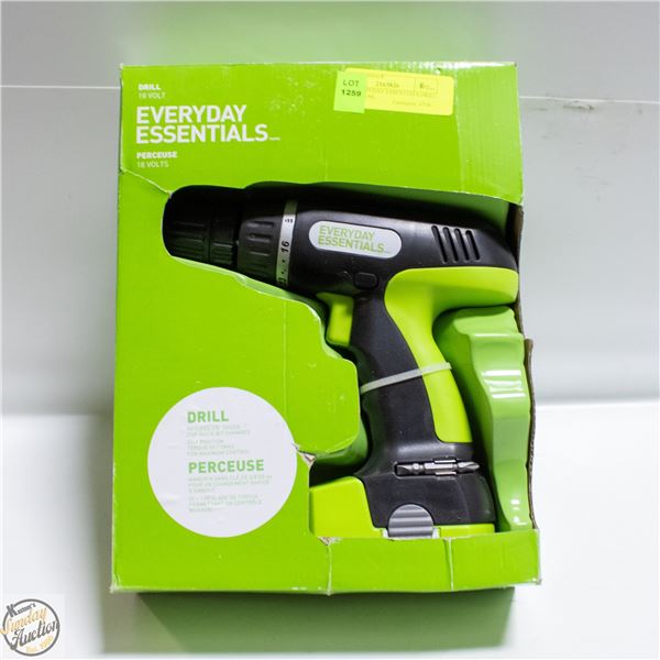 NEW EVERYDAY ESSENTIALS DRILL. 3/8" KEYLESS.