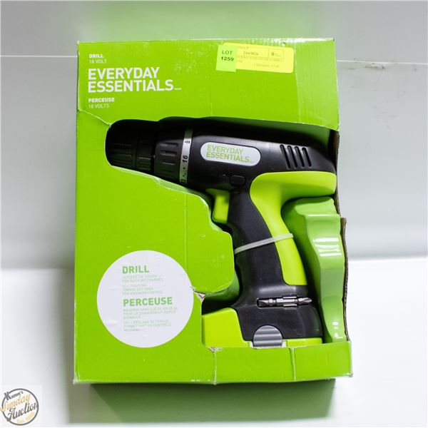 NEW EVERYDAY ESSENTIALS DRILL. 3/8" KEYLESS.