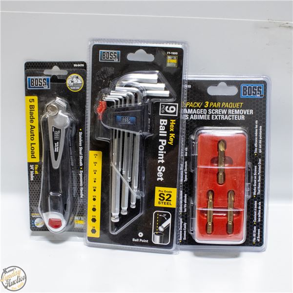 NEW 3 BOSS TOOLS HEX KEY 9 PC