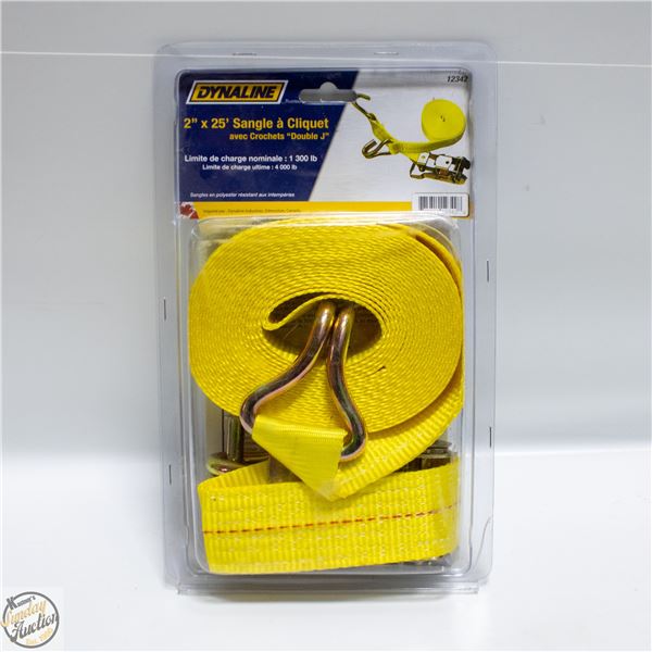NEW DYNIALINE 2INCH X 25 FT RATCHET STRAP