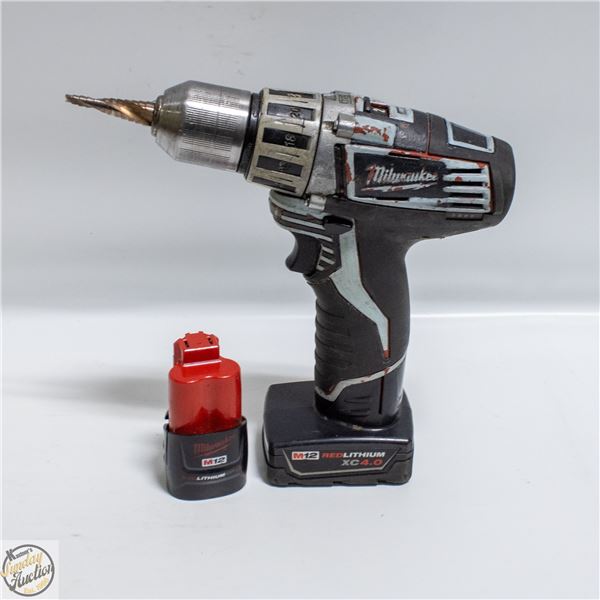 POLICE SEIZURE - MILWAUKEE M12 DRILL & 2 BATTERIES