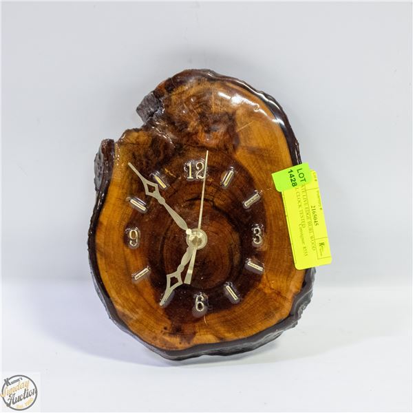 ESTATE LIVE EDGE BURL WOOD WALL CLOCK TESTED