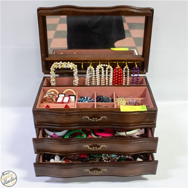 WOODEN 2 DRAWER JEWELLRY BOX WITH