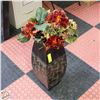 Image 1 : METAL PLANTER WITH SILK FLOWERS