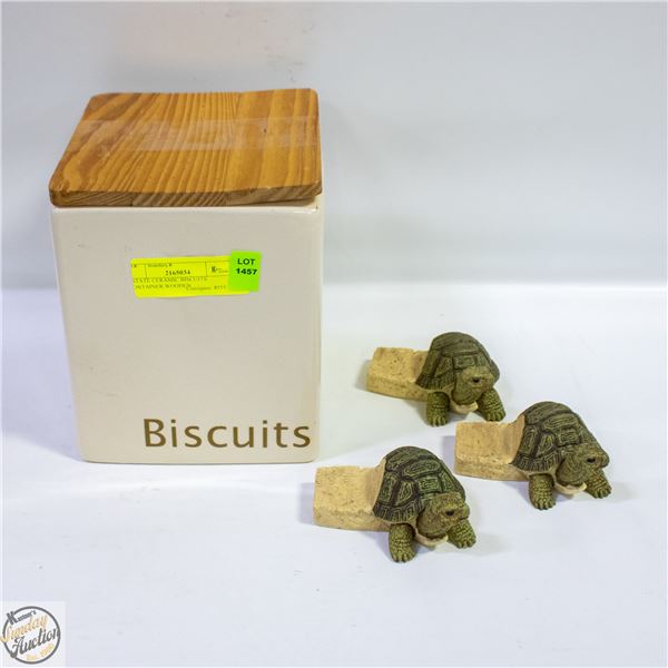 ESTATE CERAMIC BISCUITS CONTAINER WOODEN