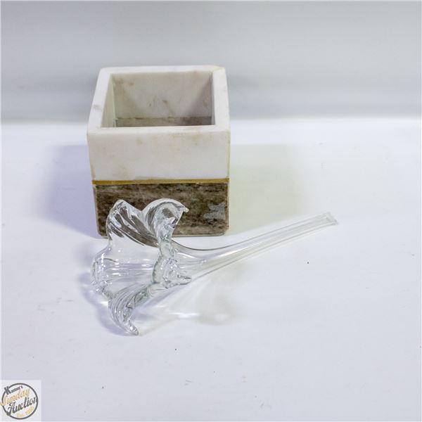 SOLID MARBLE STONE SQUARE PLANTER +