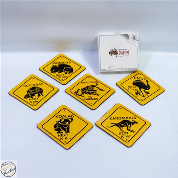 ESTATE AUSTRAILIA ROAD SIGNS CUP COASTERS