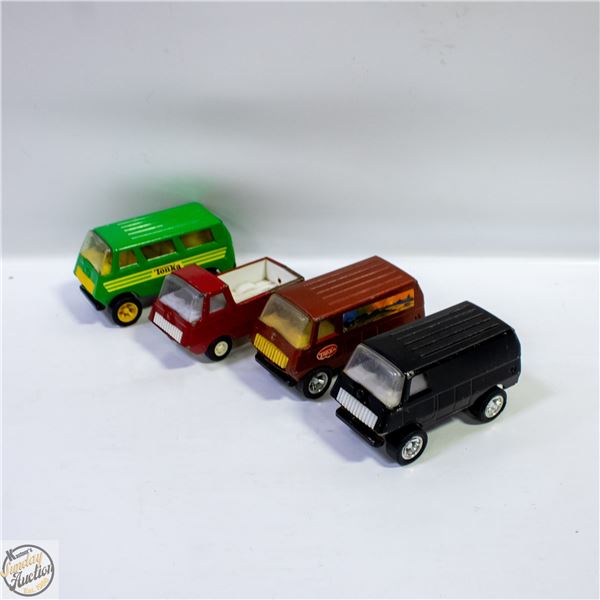VINTAGE TONKA DIECAST VANS, 5" LENGTH X