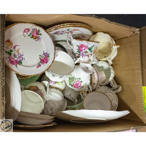 LOT OF VARIOUS TYPES OF BONE CHINA (SOME CHIPS ON