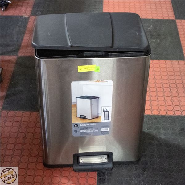 49 LTR STAINLEES STEEL STEP GARBAGE BIN H-23"