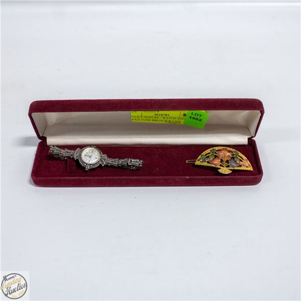 POLICE SEIZURE-925 WRIST WATCH+FAN SHAPED BROOCH
