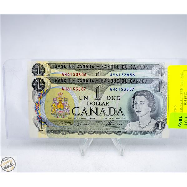 TWO 1973 SEQUENTIAL $1 BILLS