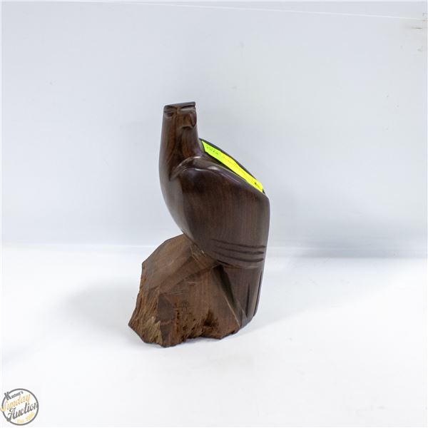 WOOD CARVED EAGLE STATUE H-8.5"