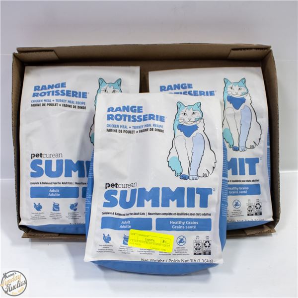 3 X 3LB PETCUREAN SUMMIT ADULT CAT FOOD