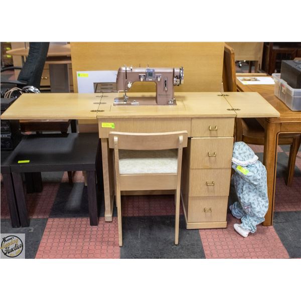 ELECTRIC SEWING MACHINE CABINET H-30.5" WITH CHAIR
