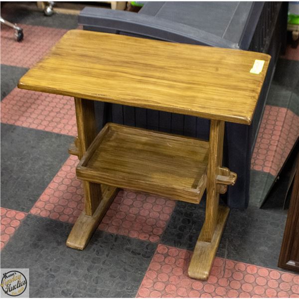 WOOD SIDE TABLE WITH SHELF 24"X25"X14"