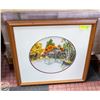 Image 1 : CABIN IN WOODS CROSS STICH ARTWORK IN FRAME