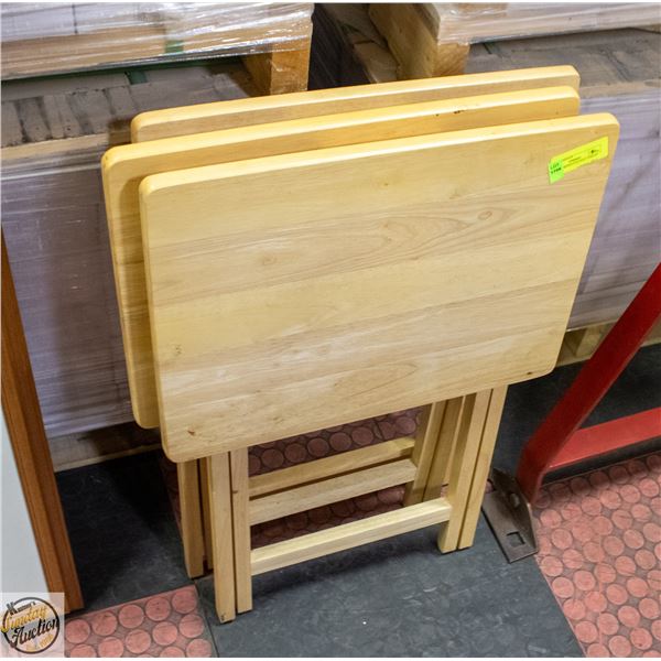 LOT OF 3 WOOD FOLDING TABLES