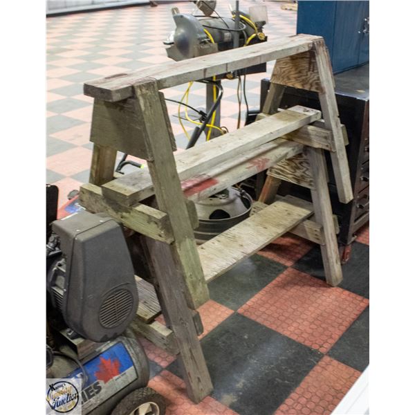 2 WOODEN SAW HORSES