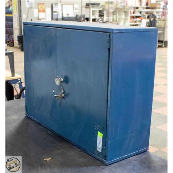 BLUE GARAGE CABINET WITH KEY H-20" W-10" L-26.5"