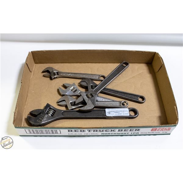 LOT OF ADJUSTABLE WRENCHES