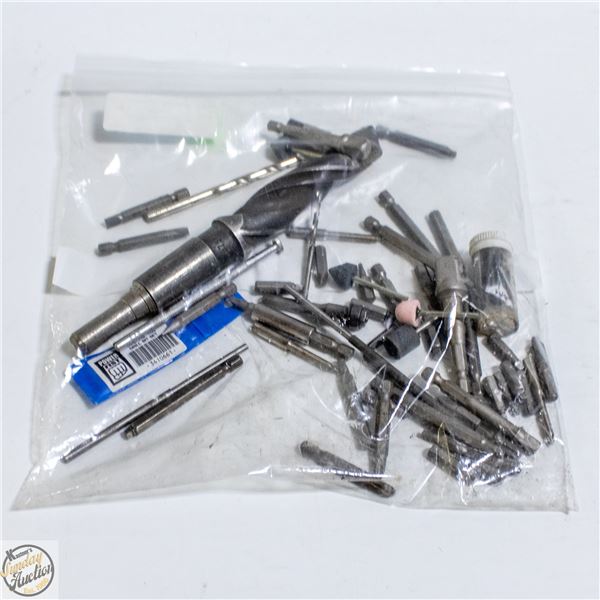 LOT OF VARIOUS DRIVER BITS AND DRILL BITS
