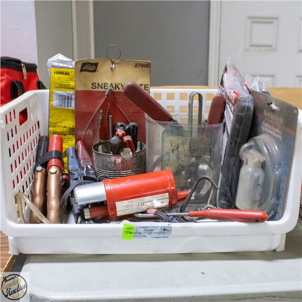 LOT OF MECHANICS TOOLS OIL WRENCHES ETC