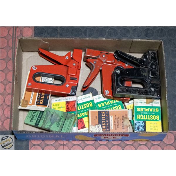 LOT OF STAPLE GUNS WITH STAPLES