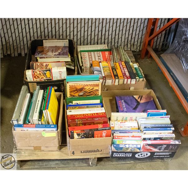 PALLET OF COOKBOOKS, PAPERBACKS, HARDCOVERS, CRAFT